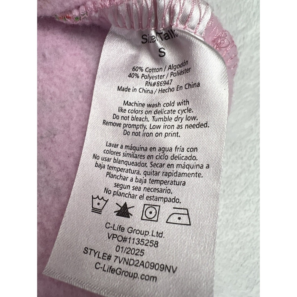 Von Dutch Pink All Over Logo Hoodie Sweatshirt Cropped Y2K Streetwear Womens S - Picture 7 of 9
